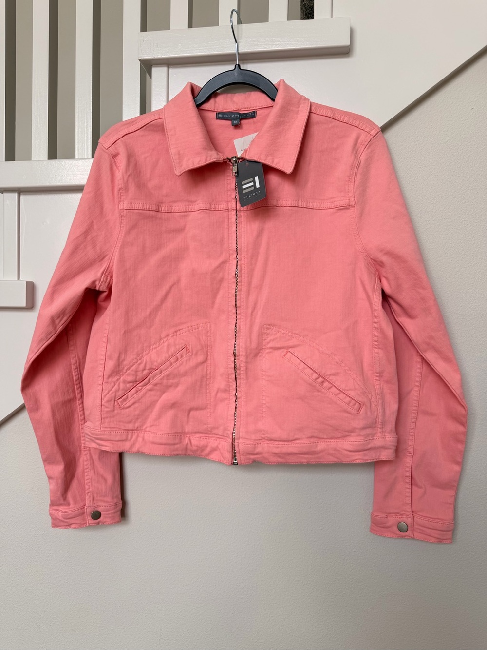 Elliott Lauren Coral Zip-Front Denim Jacket